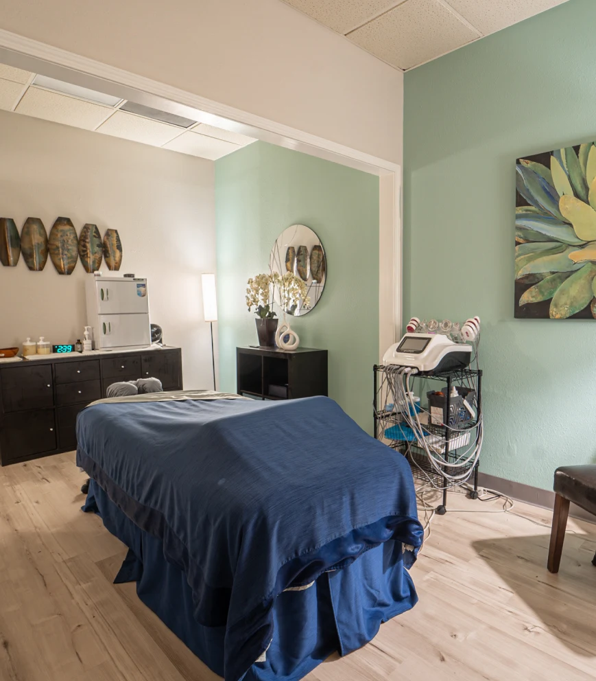 A relaxing massage room in Peace Through Massage